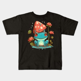 Strawberry Flowers Frog Kids T-Shirt